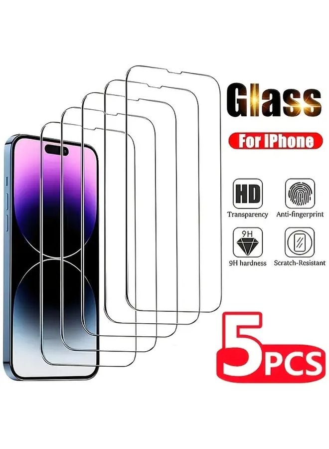 Tempered Glass Screen Protector For iPhone 14 Pro Max 5 Pack HD Anti Fingerprint - Image 1